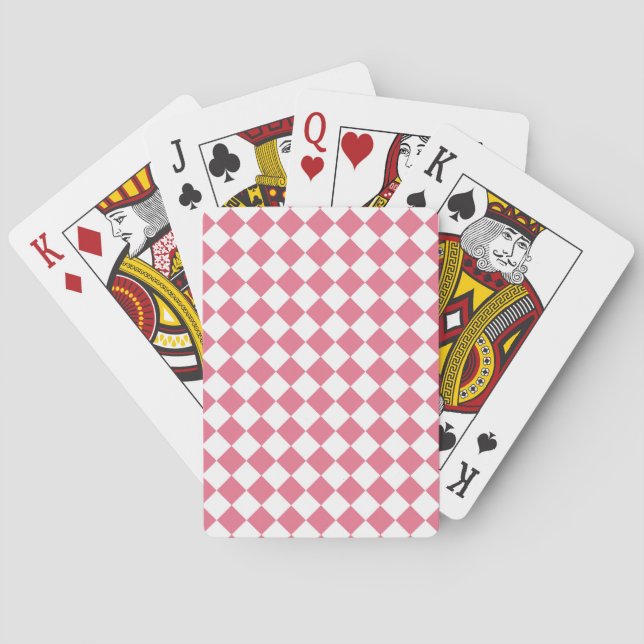 Rosa White Diamond Checker Mönster Casinokort (Baksidan)