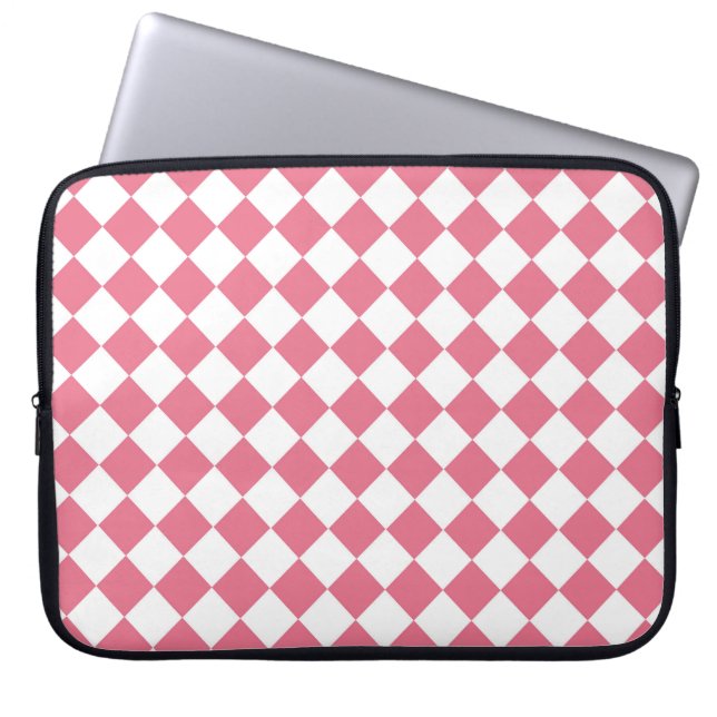Rosa White Diamond Checker Mönster Laptop Fodral (Framsidan)
