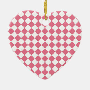 Rosa White Diamond Checker Mönster Ornament