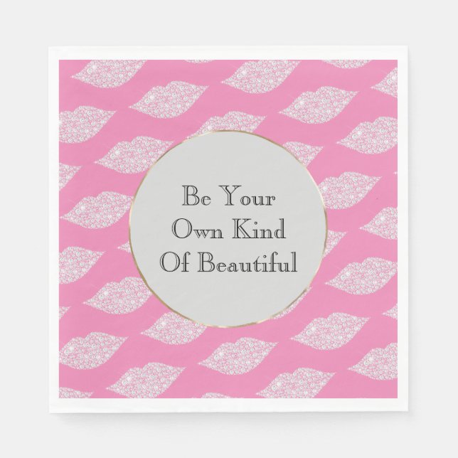 Rosa White Diamond Läppar Pappersservett (Framsidan)