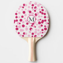Rosa White Dots Anpassningsbar Monogram Ping Pong 