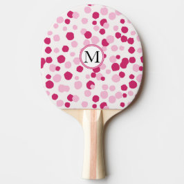 Rosa White Dots Anpassningsbar Monogram Ping Pong Pingisracket