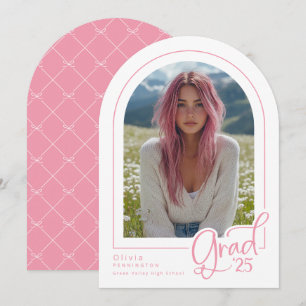 Rosa White Elegant Photo 2025 Grad Announcement Inbjudningar