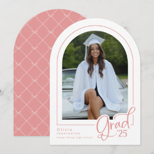 Rosa White Elegant Photo 2025 Grad Announcement Inbjudningar