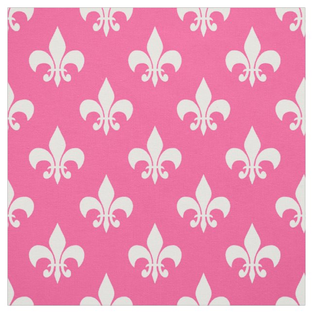 Rosa White Fleur-de-lis Textile Tyg (Provkarta)