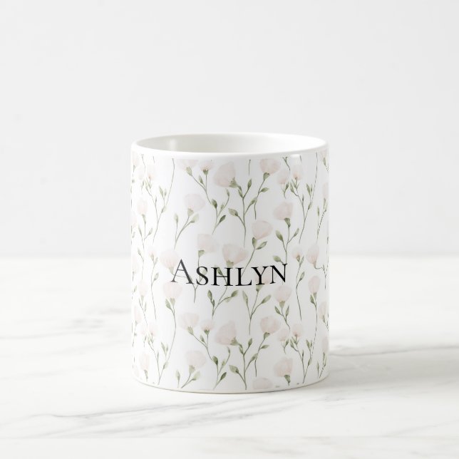  Rosa White Flowers Kaffemugg (Center)