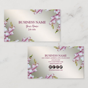 Rosa White Flowers Rustic Elegant Visitkort