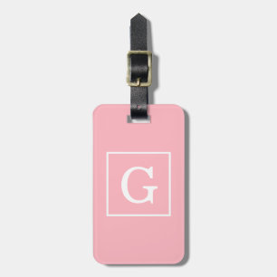 Rosa White Framed Initial Monogram Bagagebricka