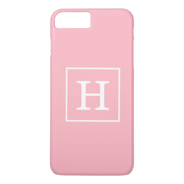 Rosa White Framed Initial Monogram Case-Mate iPhone Skal (Baksida)