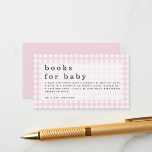 Rosa White Gingham Bokar för Baby Tilläggskort