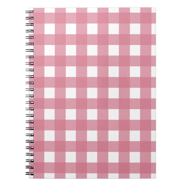 Rosa White Gingham Check Play Anteckningsbok (Framsidan)
