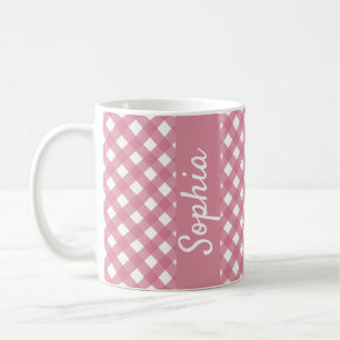 Rosa White Gingham Check Play Kaffemugg