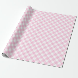 Rosa White Gingham Plaid Mönster Presentpapper