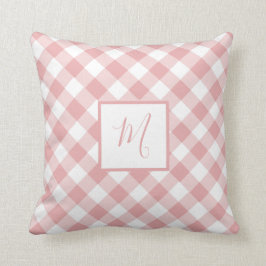 Rosa White Gingham Play Modern Chic Monogram Kudde