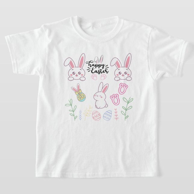 Rosa & White "Glad påsk" Bunny T-Shirt (Laydown)