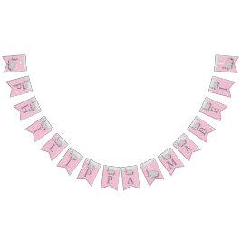 Rosa, White Grått 🐘 Elephant Baby - Christening Vimplar