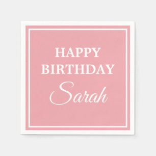 Rosa White Grattis på födelsedagen Pappersservett