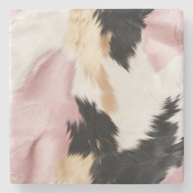 Rosa White Guld Black Cowhide Animal Stenunderlägg (Framsidan)