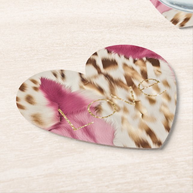 Rosa White Guld Southwest Cowgirl Glitter Kärlek Underlägg Papper (Vinklad)