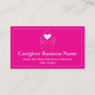 Rosa White Hand Heart Minimal Caregiver Visitkort