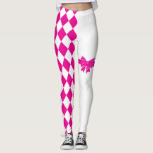 Rosa White Harlequin Diamond Mardi Gras Leggings