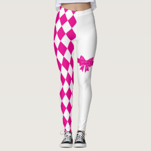 Rosa White Harlequin Diamond Mardi Gras Leggings