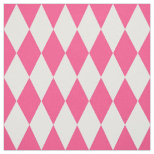 Rosa White Harlequin Diamonds Checkerss Design Tyg