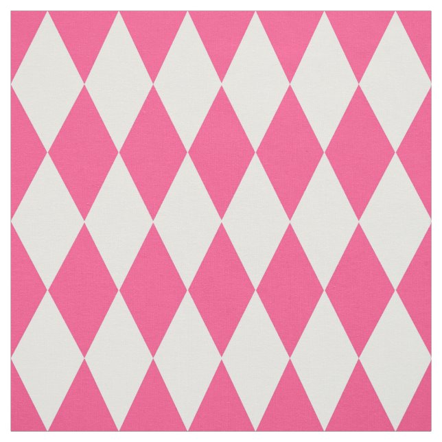Rosa White Harlequin Diamonds Checkerss Design Tyg (Provkarta)