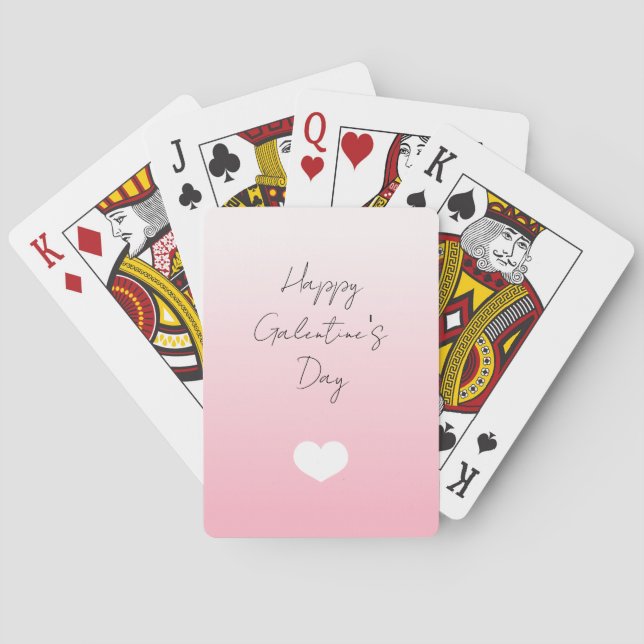 Rosa White Heart Lycklig Galentine's Day Games Casinokort (Baksidan)