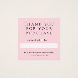 Rosa White Heart Tack för beställning Fyrkantigt Visitkort