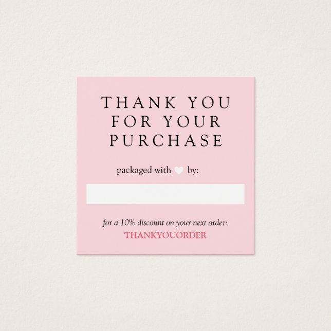 Rosa White Heart Tack för beställning Fyrkantigt Visitkort (Framsida)