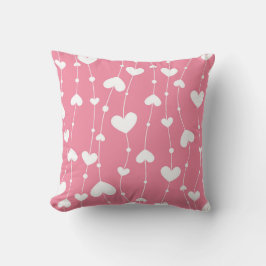 Rosa White Hearts Nursery Girls Room Kudde