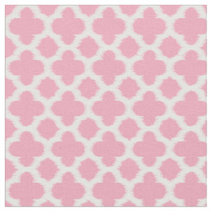 Rosa White Ikat Quatrefoil Mönster Ro Tyg