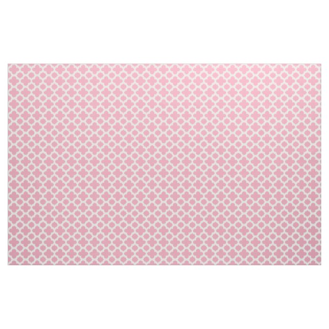 Rosa White Ikat Quatrefoil Mönster Ro Tyg (Fat Quarter)