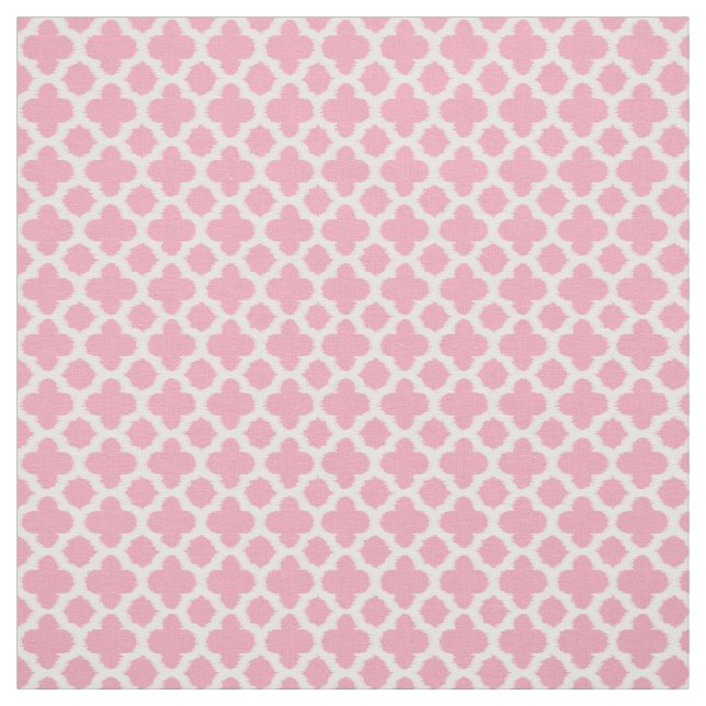 Rosa White Ikat Quatrefoil Mönster Ro Tyg (Provkarta)
