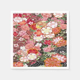 Rosa White Japansk Kimono Blommigt Decoupage Pappe Pappersservett