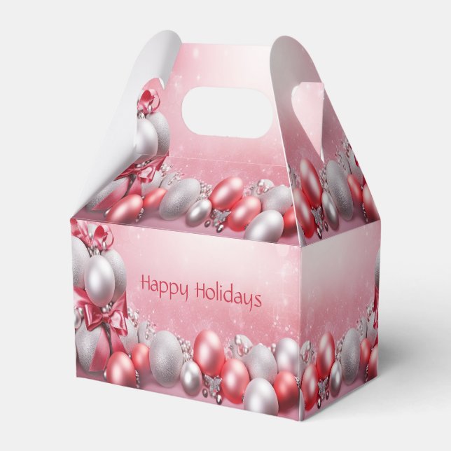 Rosa White jul Bollar Helgdag Gift Box Presentaskar (Framsidan Sidan)