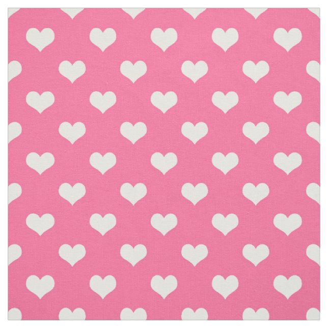 Rosa White Kärlek Heart Mönster Design Tyg (Provkarta)