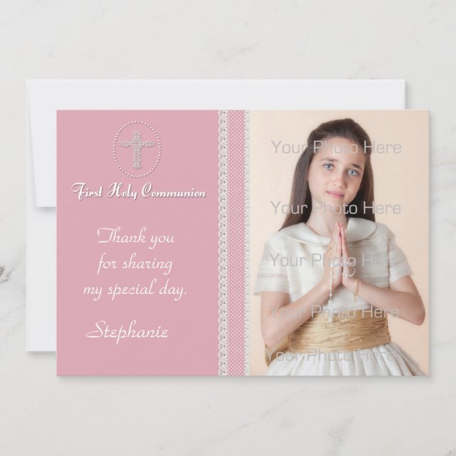 Rosa White Kor Snöre Religiösa Photo Card Tack Kort (Framsida)