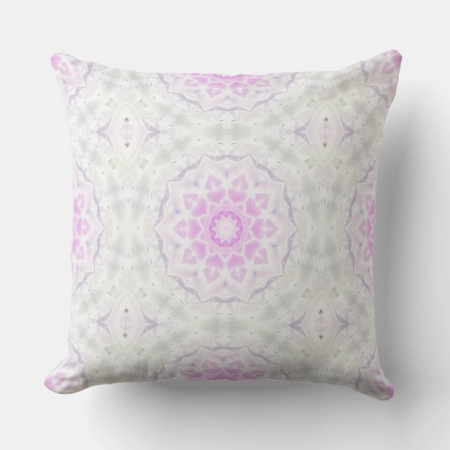 Rosa & White Lacy Kaleidoscope Hearts Dekorativ ku Kudde (Framsida)