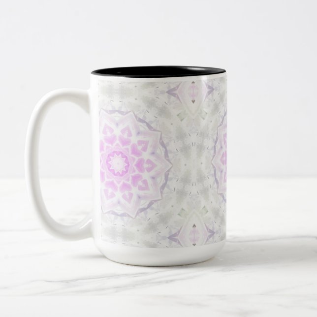 Rosa & White Lacy Kaleidoscope Hearts Mugg (Vänster)