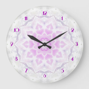 Rosa & White Lacy Kaleidoskop Hearts Wall Clock Stor Klocka