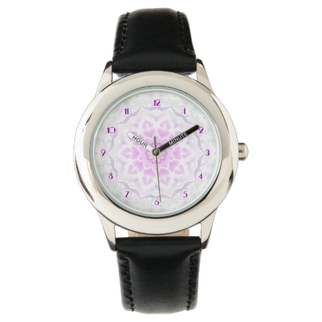 Rosa & White Lacy Kaleidoskop Hearts Wrist Watch Armbandsur (Framsida)