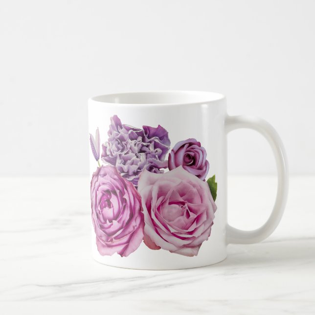 Rosa White Lavender Ro Flowers Kaffemugg (Höger)
