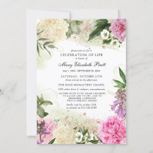 Rosa White Lila Blommigt Firande Life Inbjudningar