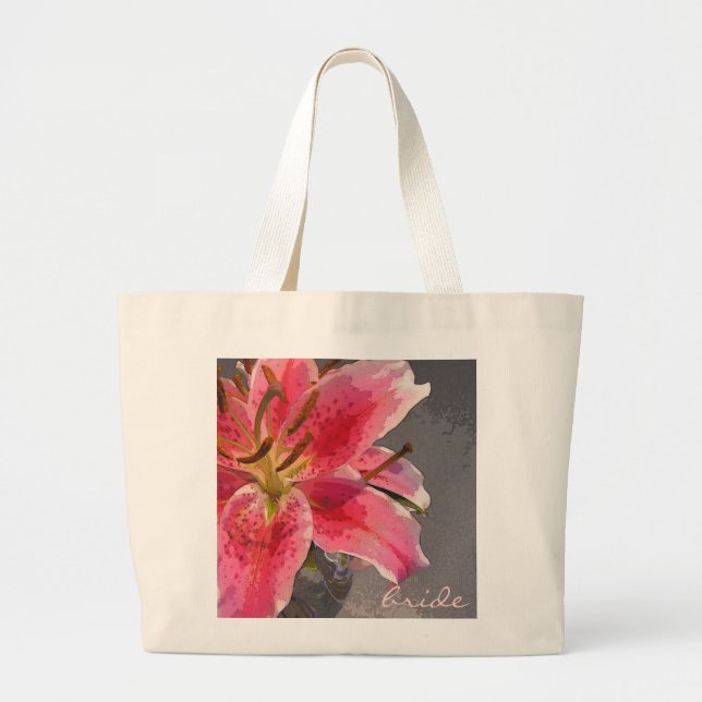 Rosa & White Lily Brides Bag Jumbo Tygkasse (Framsidan)
