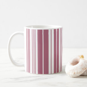 Rosa White Lodrät Rand Mönster Kaffemugg