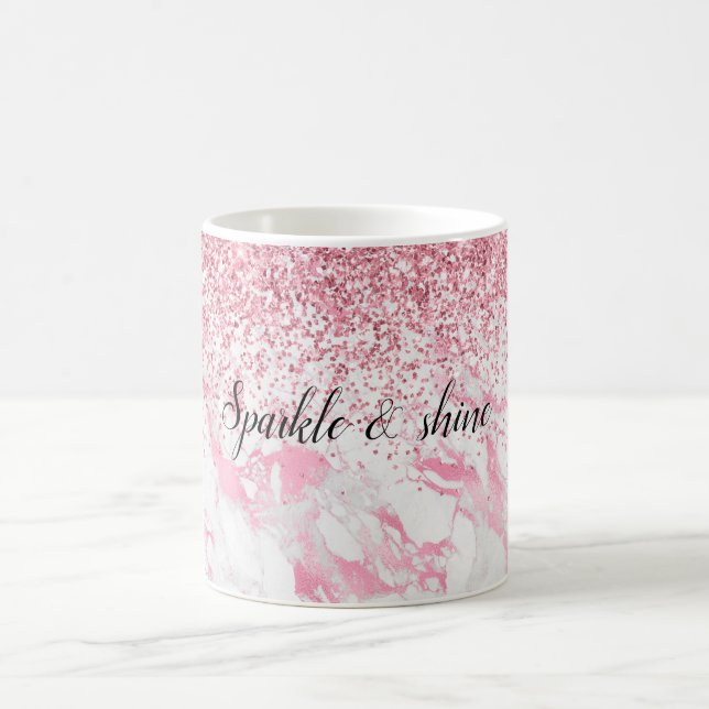 Rosa White Marble Glitter Kaffemugg (Center)