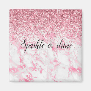 Rosa White Marble Glitter Magnet