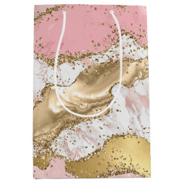Rosa White Marble Guld Glitter